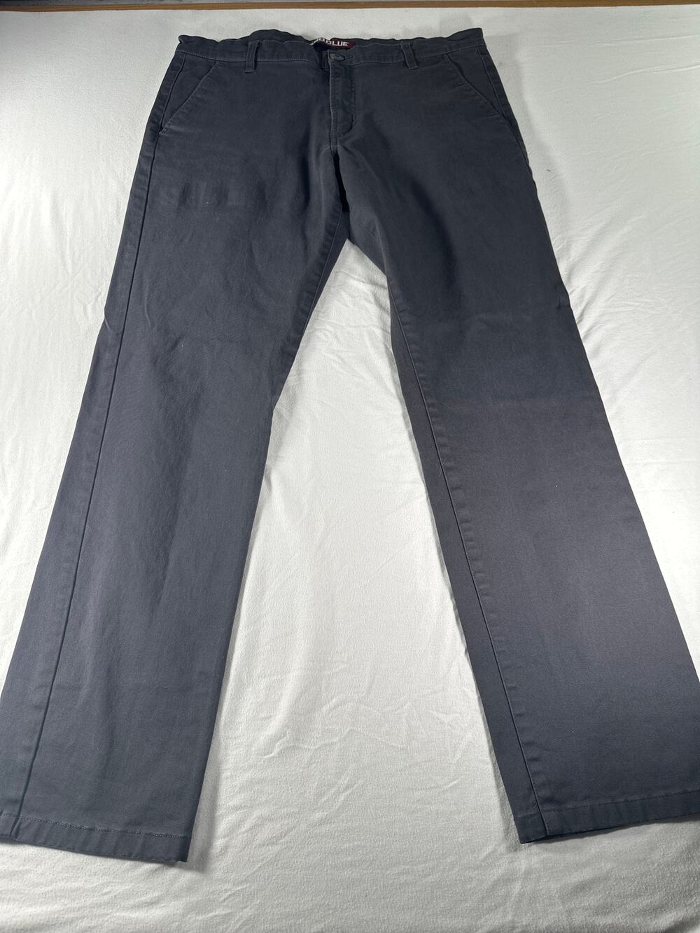Neo Blue Men’s Gray Chino Pants Size 36 Straight Leg Casual Cotton Blend